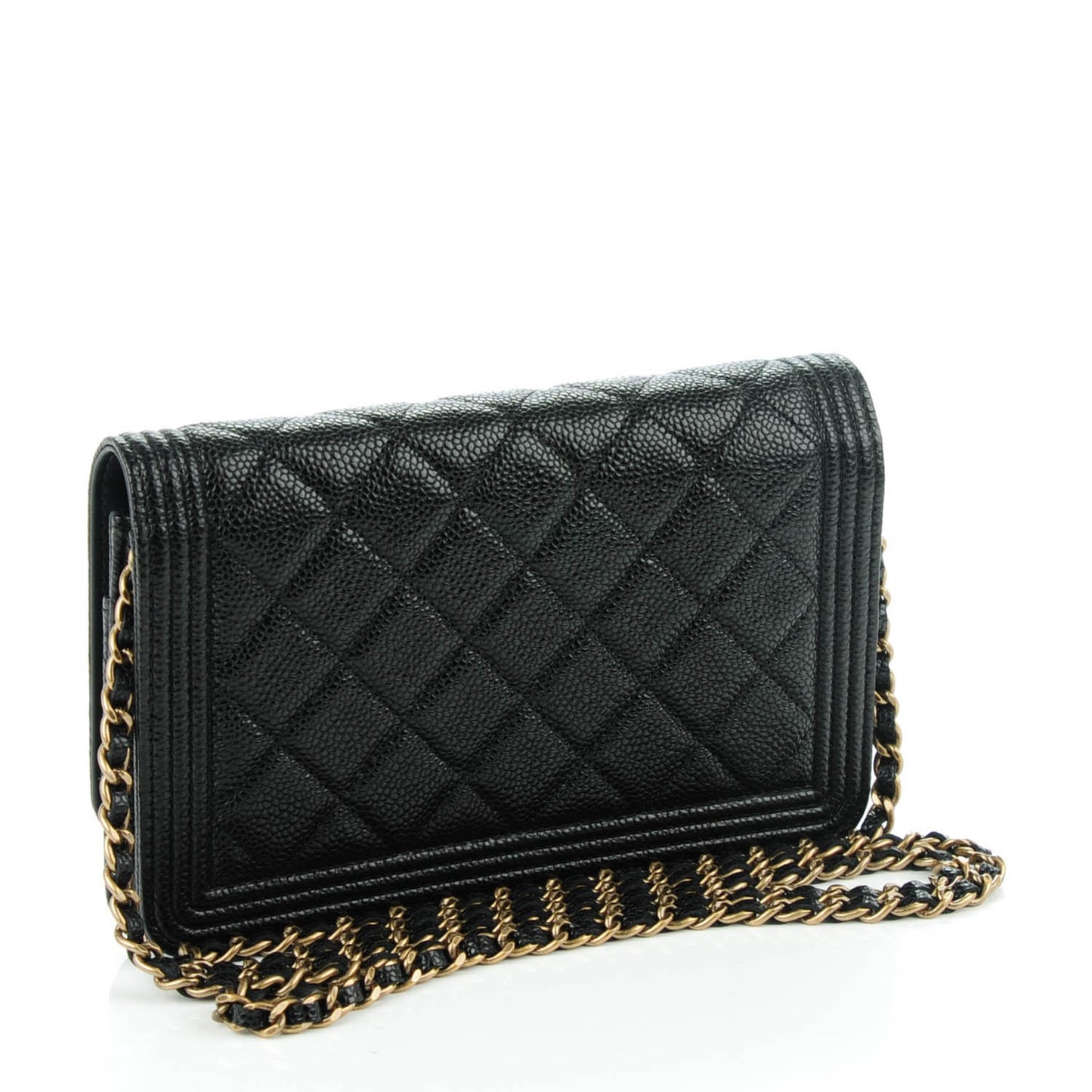 Caviar Quilted Boy Wallet On Chain WOC Black