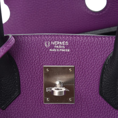 Hermes Togo Bi-Color Horseshoe Birkin 30 Anemone Black 23 of 34
