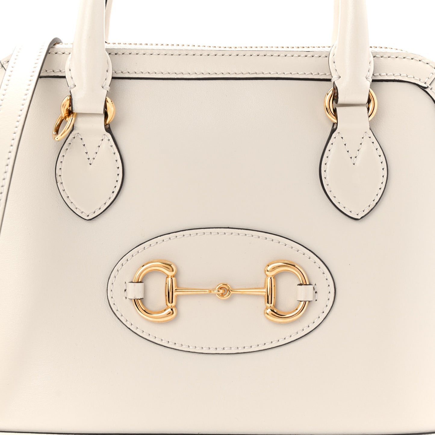 Boarded Plutone Calfskin Small Horsebit 1955 Top Handle Bag Mystic White