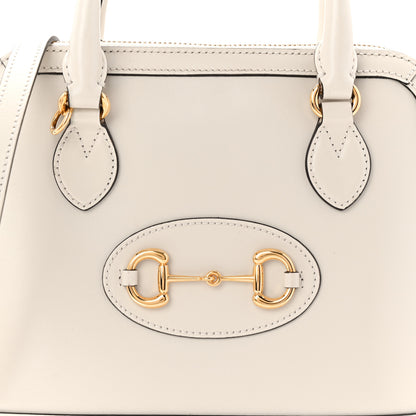 Gucci Boarded Plutone Calfskin Small Horsebit 1955 Top Handle Bag Mystic White 8 of 10