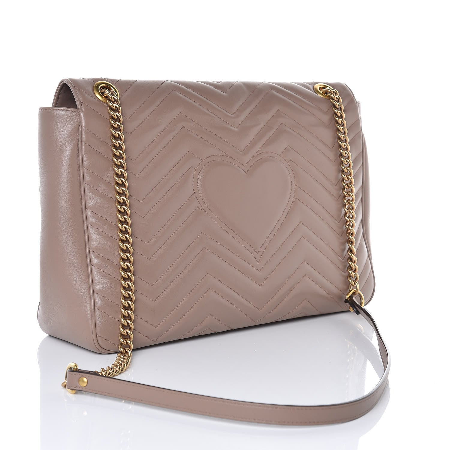 Gucci Calfskin Matelasse Heart Large GG Marmont Shoulder Bag Porcelain Rose 3 of 7
