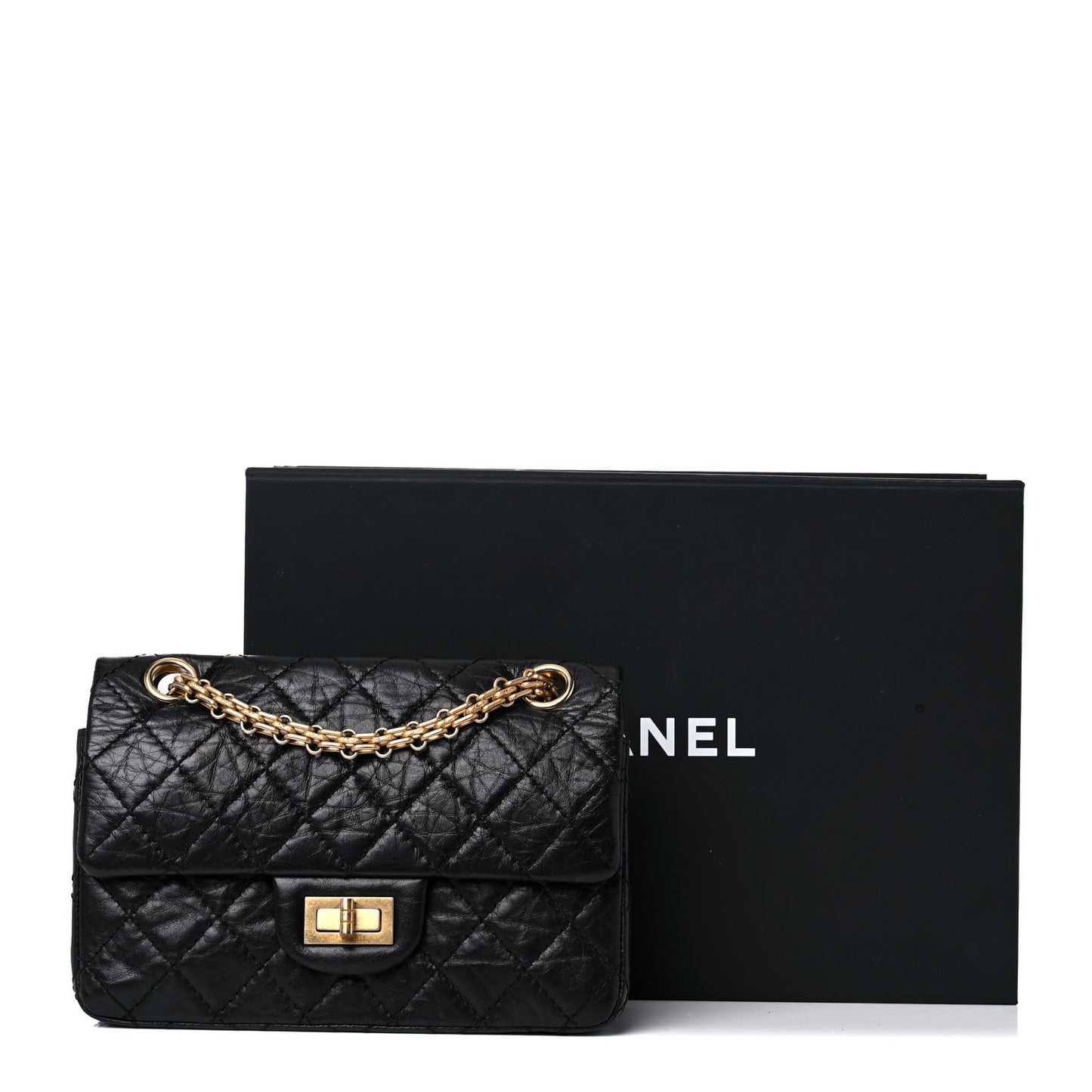 Aged Calfskin Quilted 2.55 Reissue Mini Flap Black