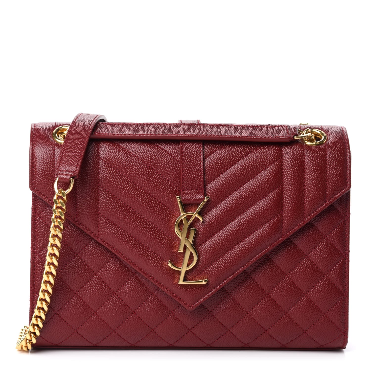 Saint Laurent Grain De Poudre Textured Mixed Matelasse Triquilt Medium Monogram Satchel Oxblood 1 of 14