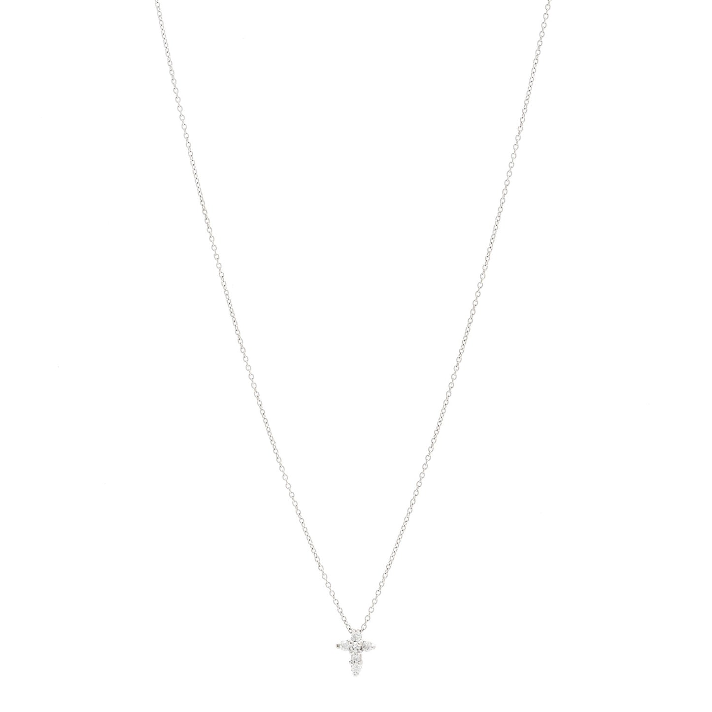 18K White Gold Diamond Tiny Treasures Baby Cross Pendant Necklace