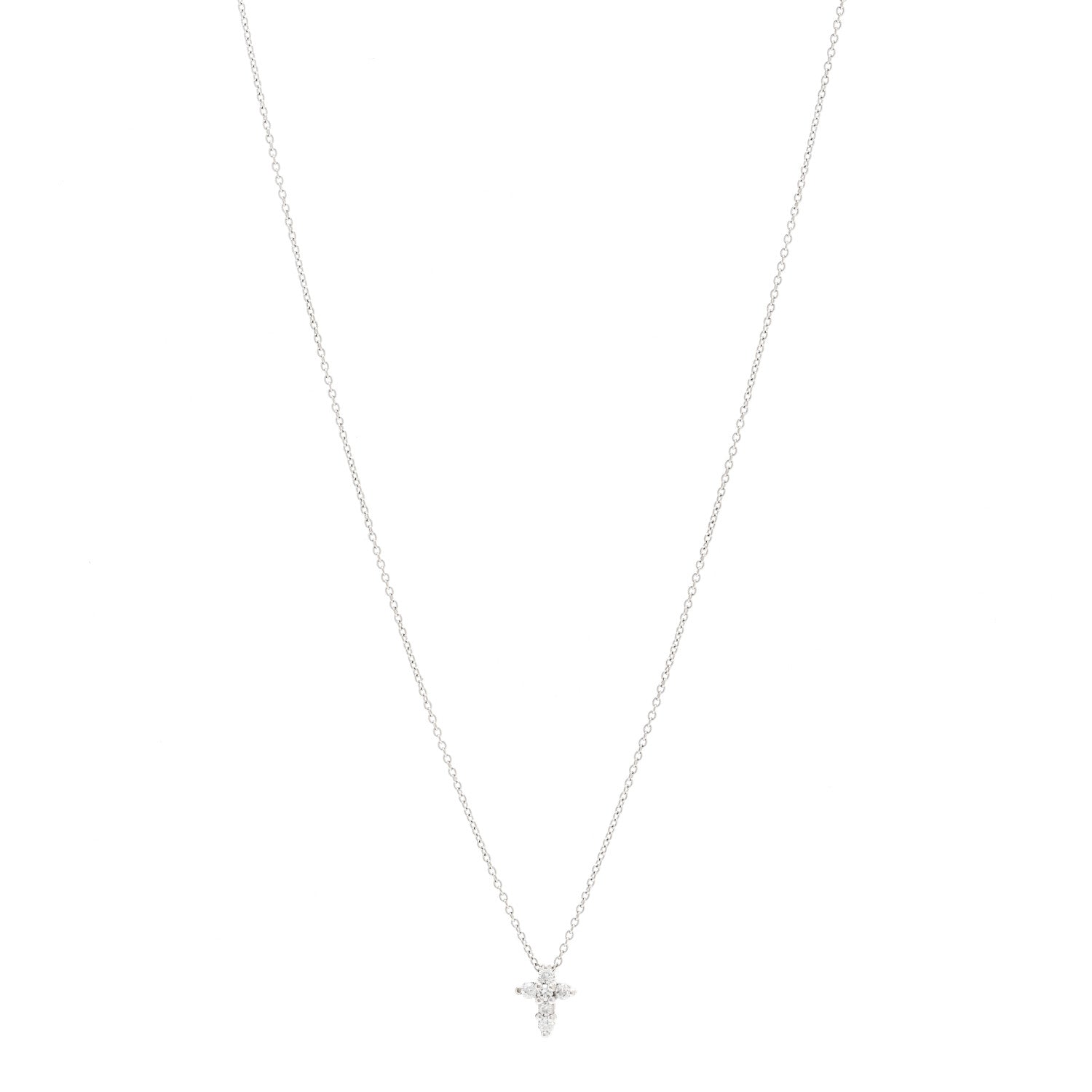 Roberto Coin 18K White Gold Diamond Tiny Treasures Baby Cross Pendant Necklace 1 of 6