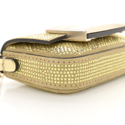 Fendi Crystal Vitello Laminato FF Nano Maxi Buckle Baguette Charm Light Gold 9 of 10