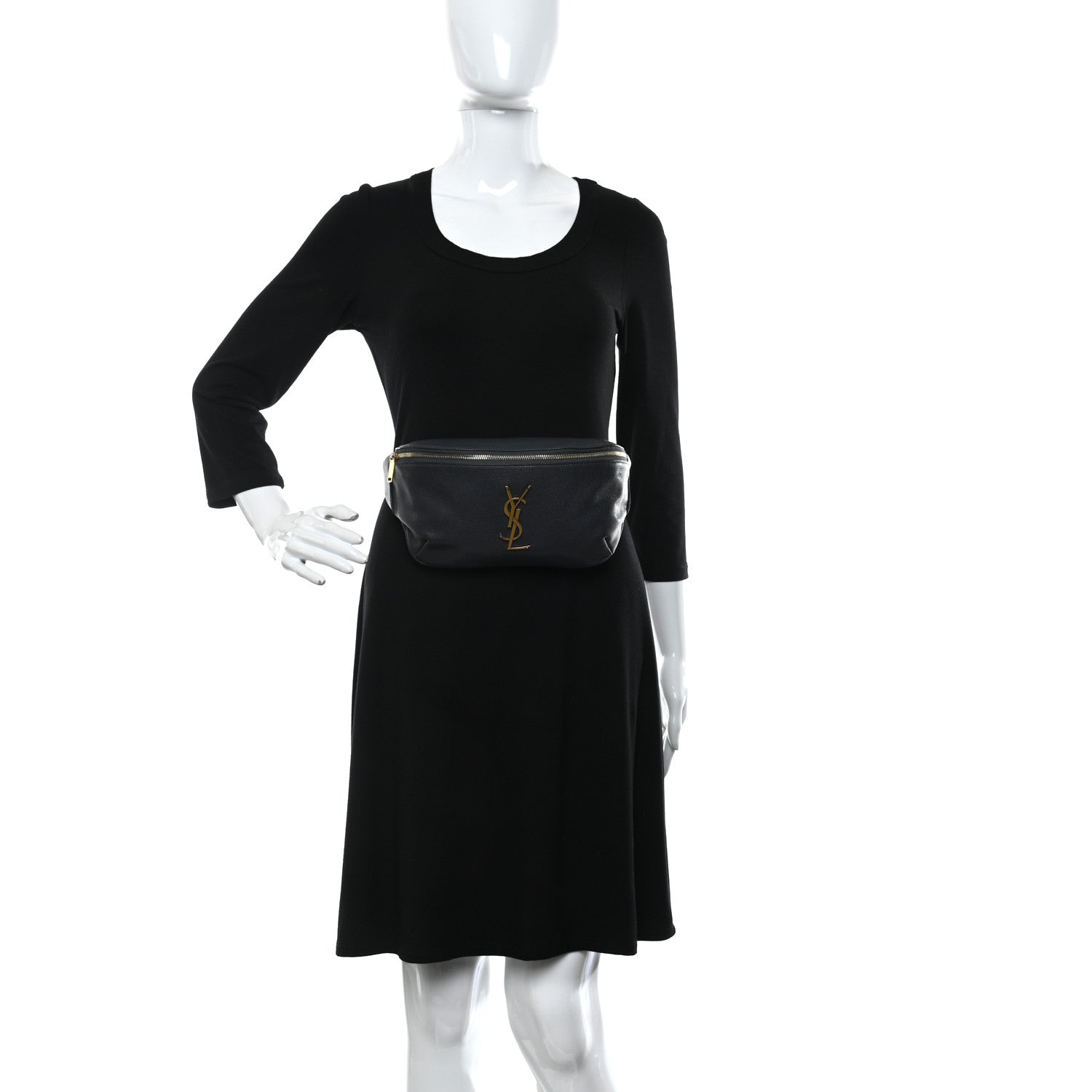 Saint Laurent Grain De Poudre Monogram Belt Bag Dark Smog 2 of 10