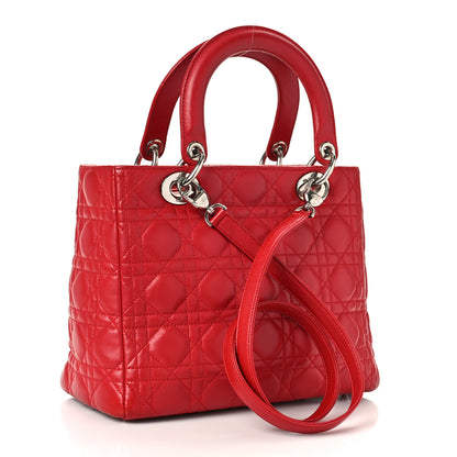 Christian Dior Lambskin Cannage Medium Lady Dior Red 3 of 9