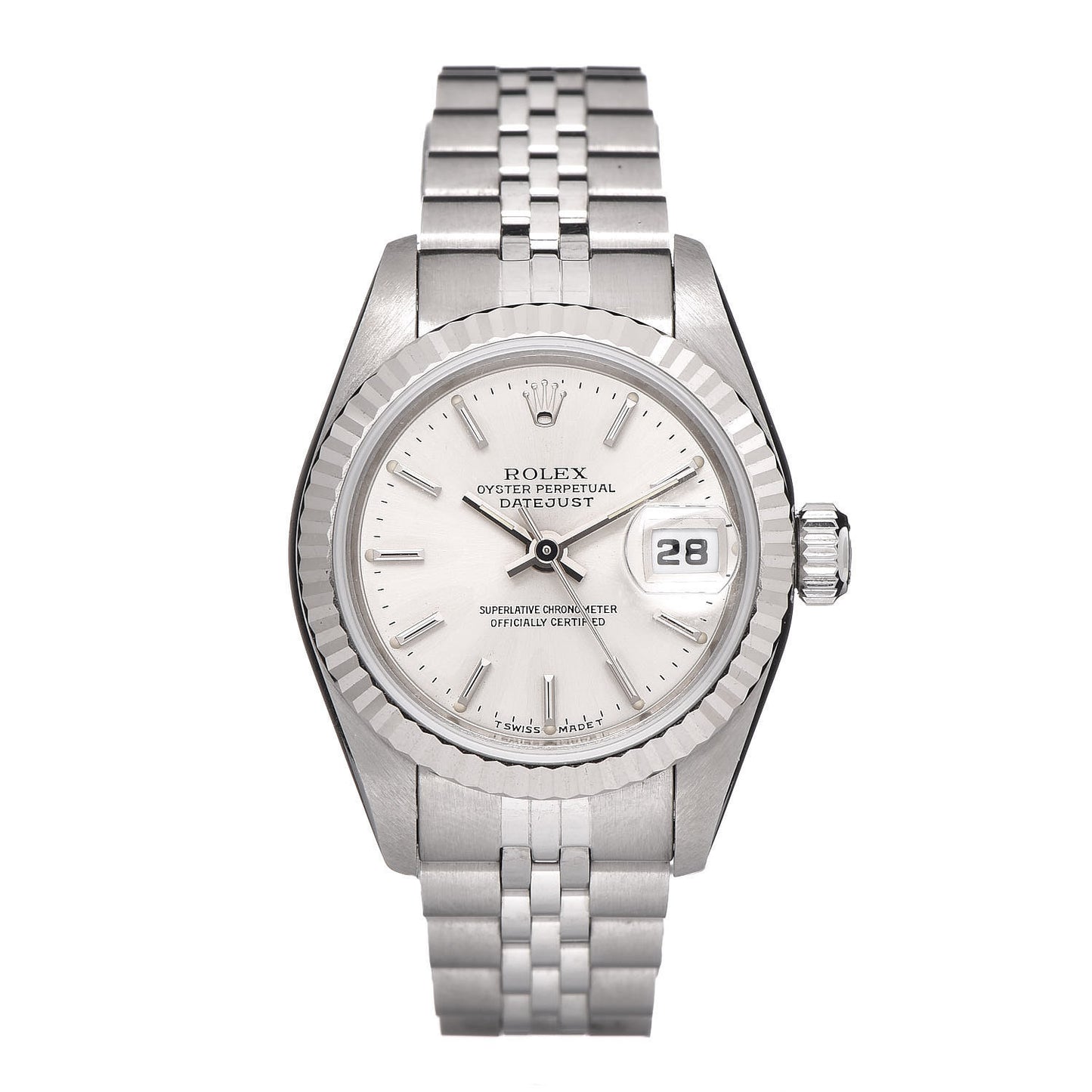 Stainless Steel 18K White Gold 26mm Oyster Perpetual Datejust Watch Silver 69174