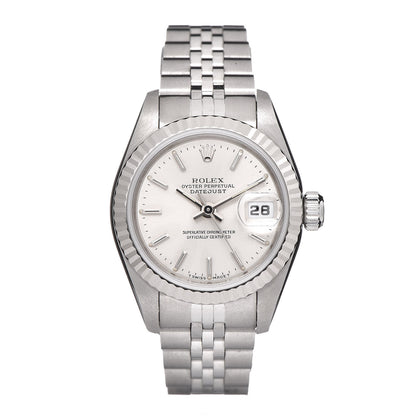 Rolex Stainless Steel 18K White Gold 26mm Oyster Perpetual Datejust Watch Silver 69174 1 of 6