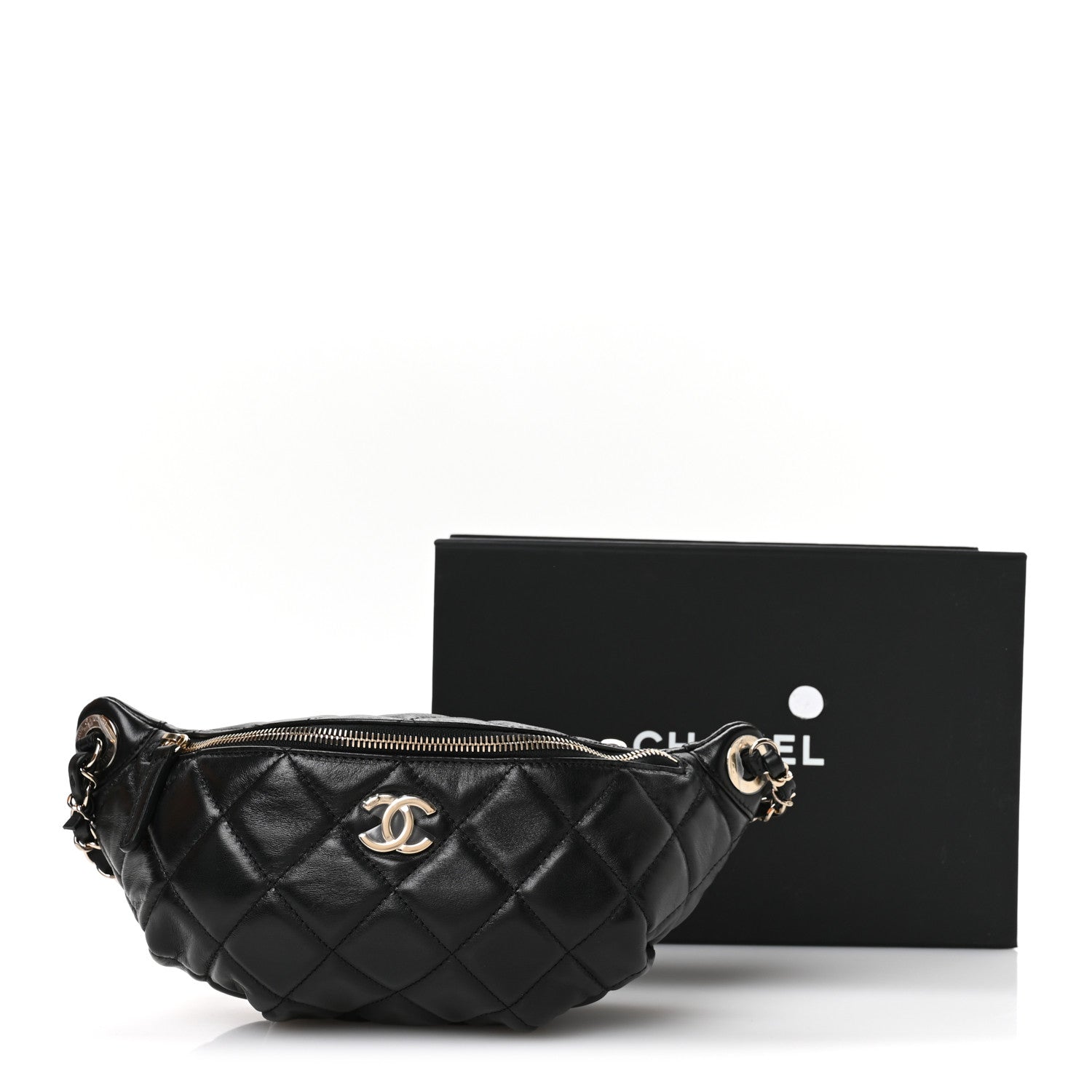 Chanel Lambskin Quilted Waist Bag Fanny Pack Black 11 of 11