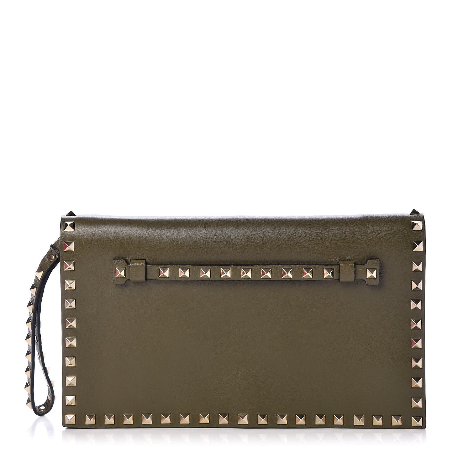 Nappa Rockstud Wristlet Clutch Army Green