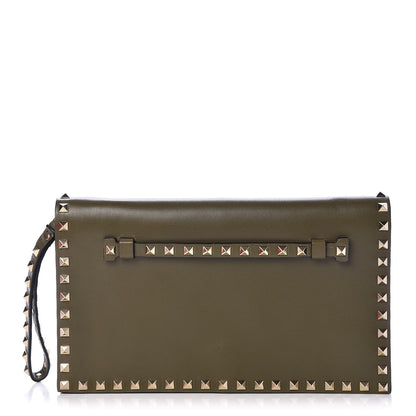 Valentino Garavani Nappa Rockstud Wristlet Clutch Army Green 1 of 12