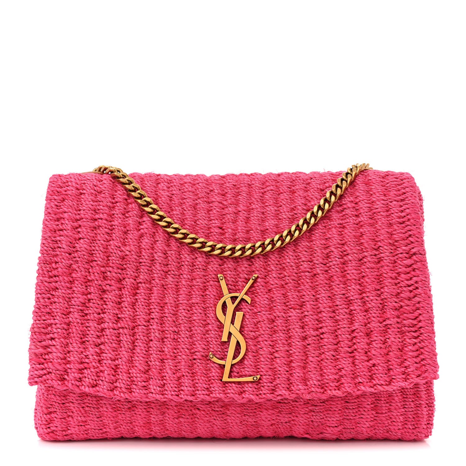 Saint Laurent Raffia Medium Monogram Kate Satchel Pink Glow 1 of 11