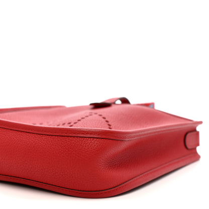 Hermes Taurillon Clemence Evelyne TPM Rouge De Coeur Bleu Du Nord 10 of 11