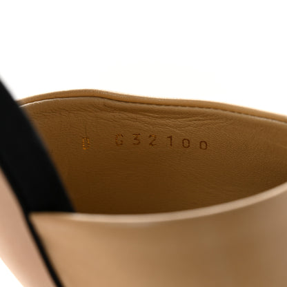 Chanel Goatskin Grosgrain Cap Toe Pearl Mule 36 Beige Black 8 of 13