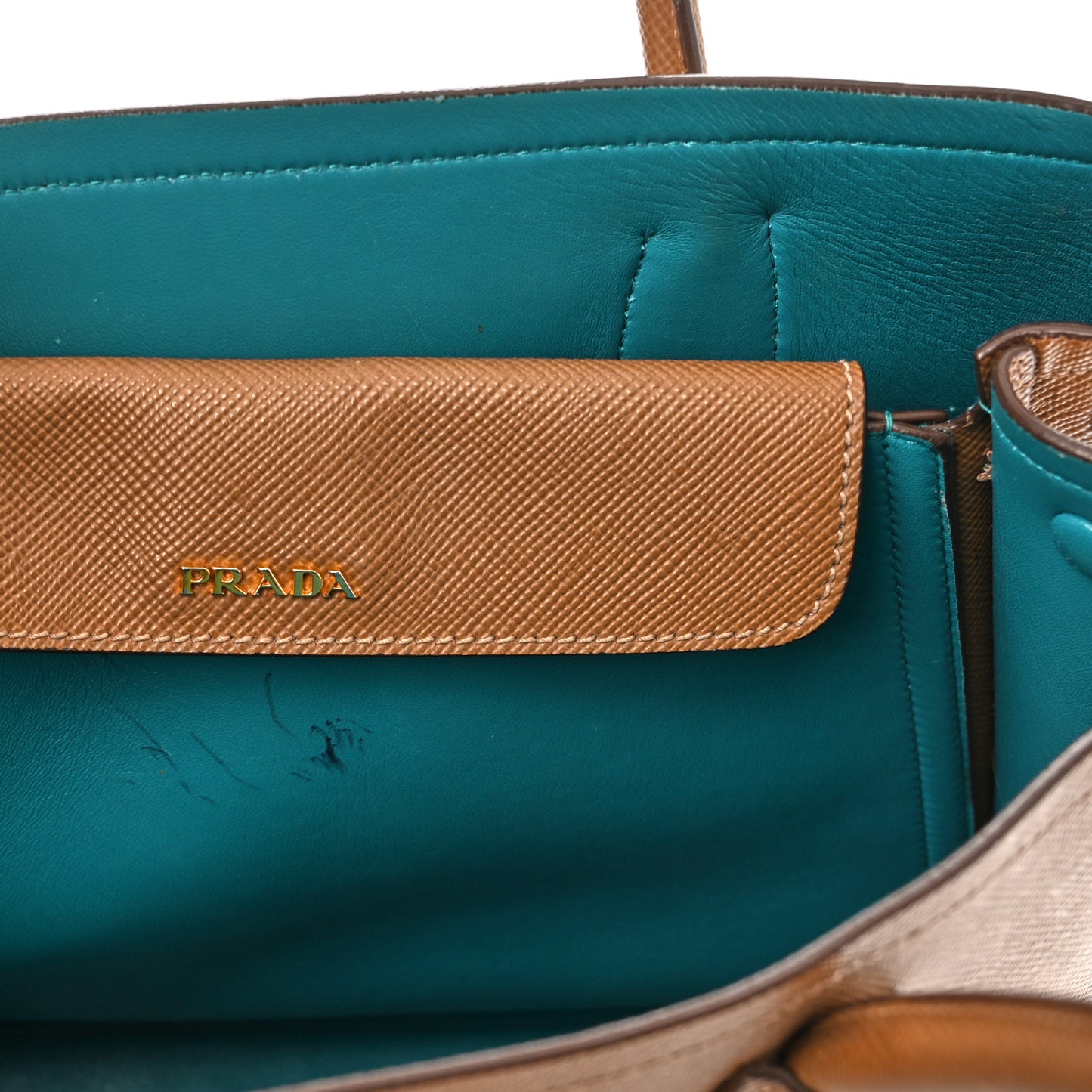 Saffiano Cuir Small Double Bag Cannella Cocco