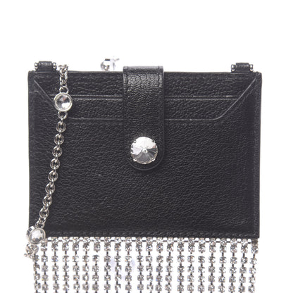 Miu Miu Goatskin Madras Crystal Card Holder Fringe Crossbody Black 7 of 7