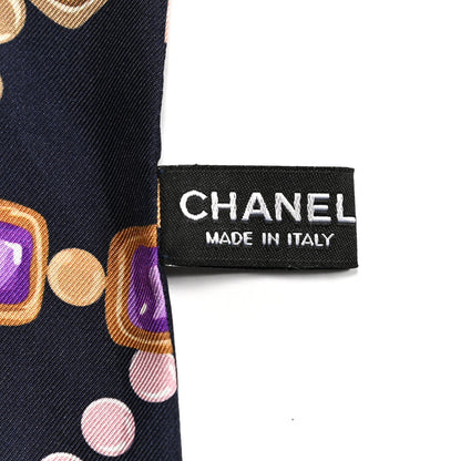Chanel Silk Pearl CC Chain Slim Bandeau Scarf Navy Blue 3 of 3