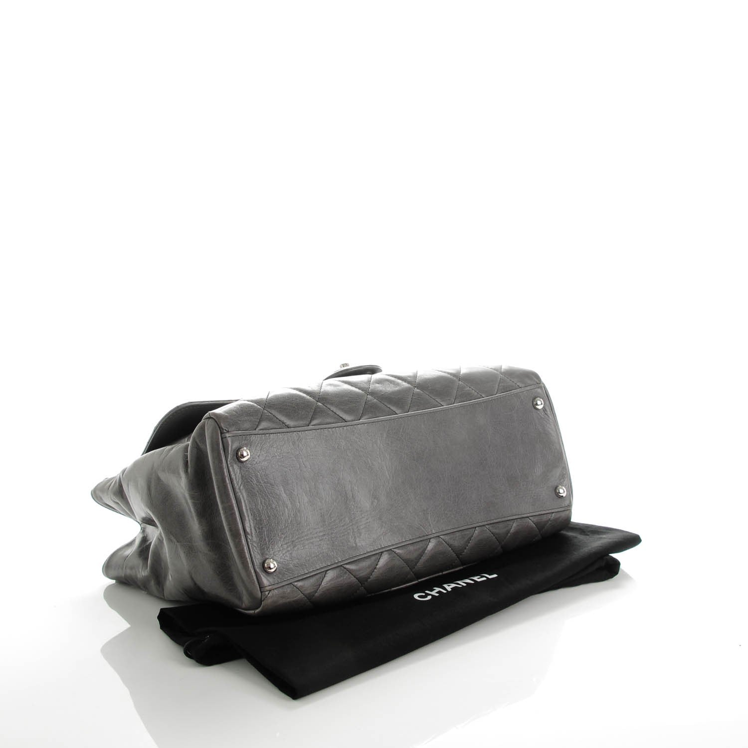 Chanel Glazed Calfskin Quilted Small CC Delivery Tote Grey 4 of 8
