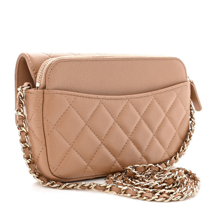 Chanel Caviar Quilted Flap Phone Holder With Chain Beige 3 of 13