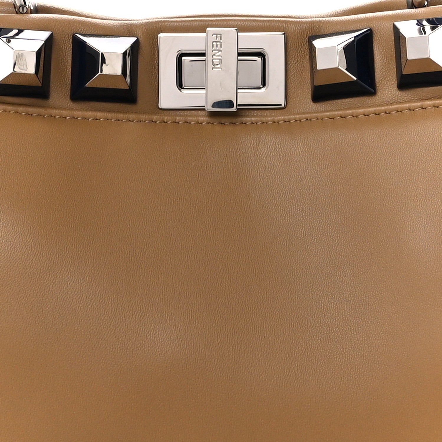 Fendi Nappa Bi-Color Studded Mini Peekaboo Iconic Satchel Cuoio Blue 10 of 12