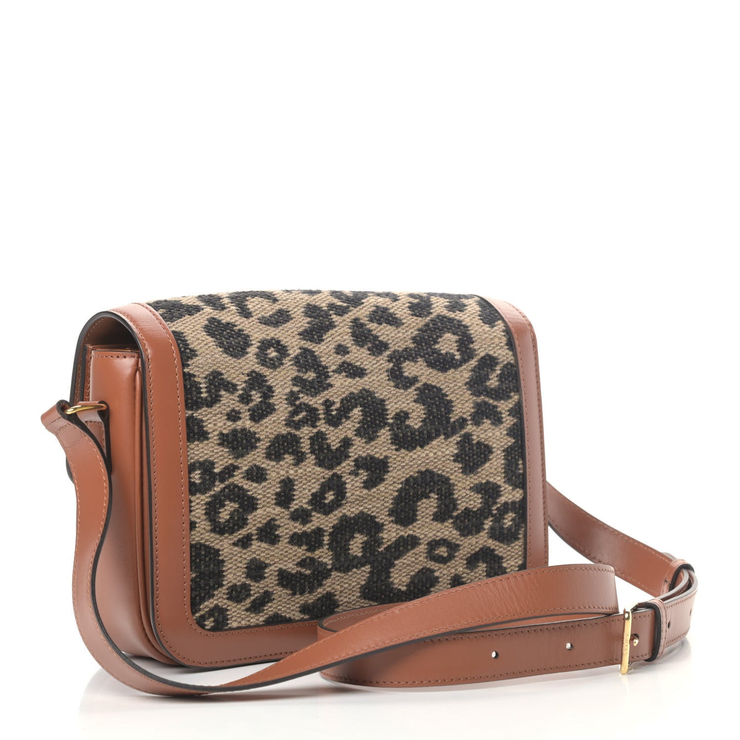 Canvas Calfskin Leopard Print Jacquard Classique Triomphe Bag Natural Tan