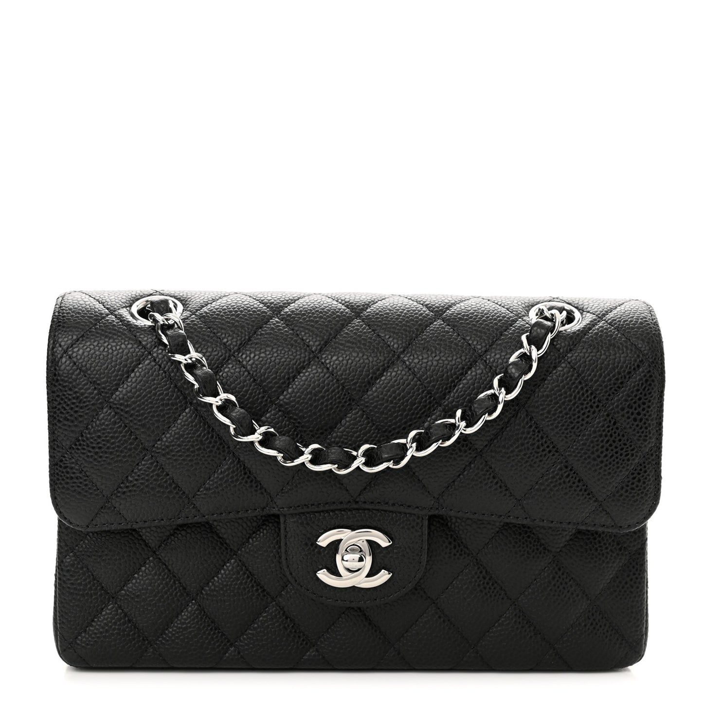 Caviar Quilted Small Double Flap Black