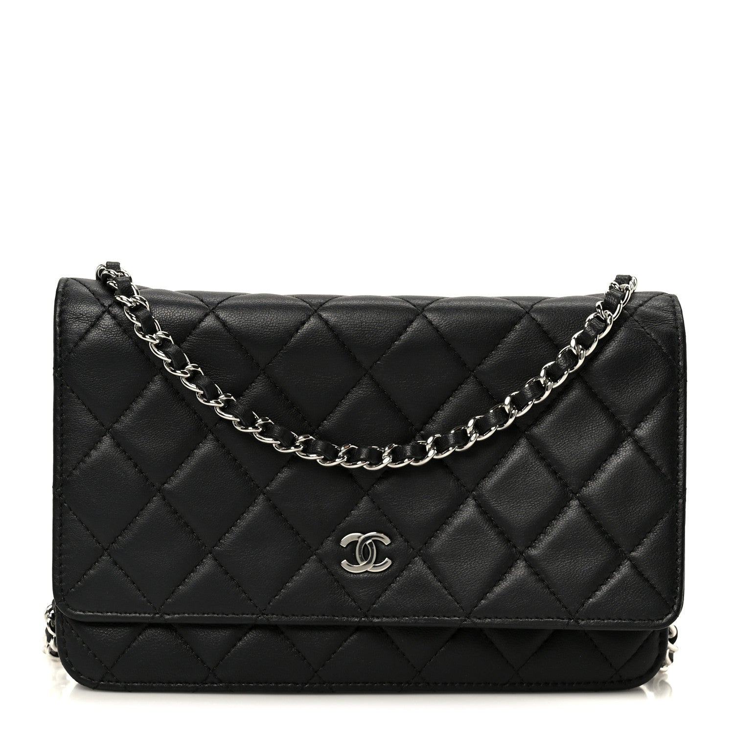 Chanel Lambskin Quilted Wallet On Chain WOC Black 1 of 11
