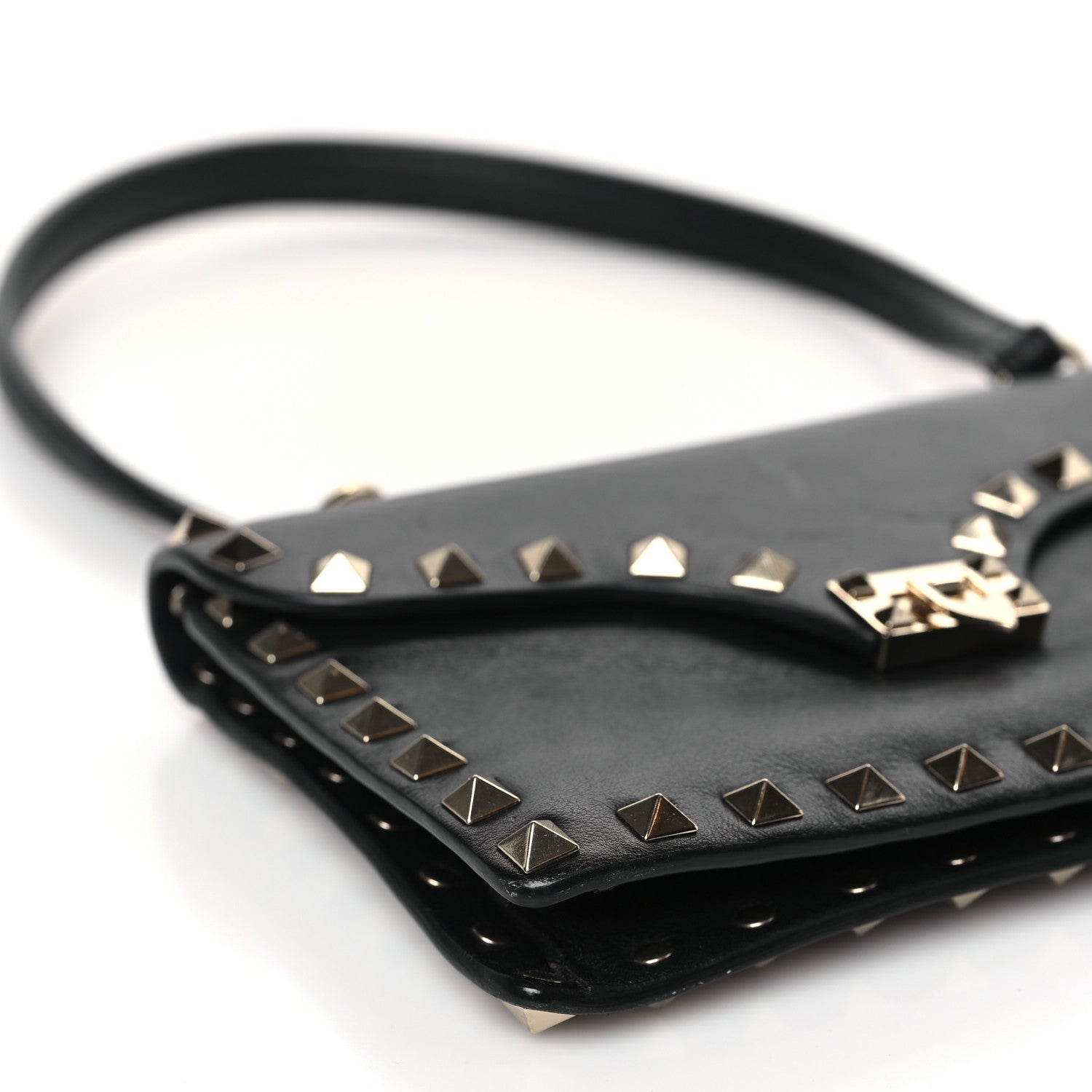 Valentino Garavani Vitello Mini Rockstud Shoulder Flap Bag Black 7 of 9