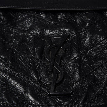 Saint Laurent Crinkled Calfskin Matelasse Monogram Medium Niki Chain Satchel Black 9 of 10