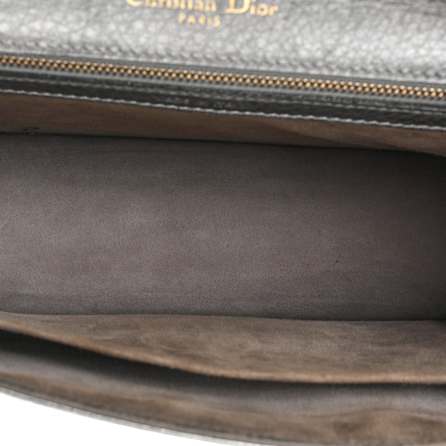 Metallic Grained Calfskin Medium Diorama Flap Bag Steel