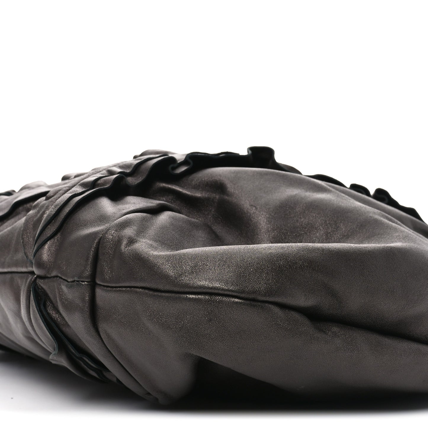 Metallic Nappa Ruffle Hobo Grafite Mordore