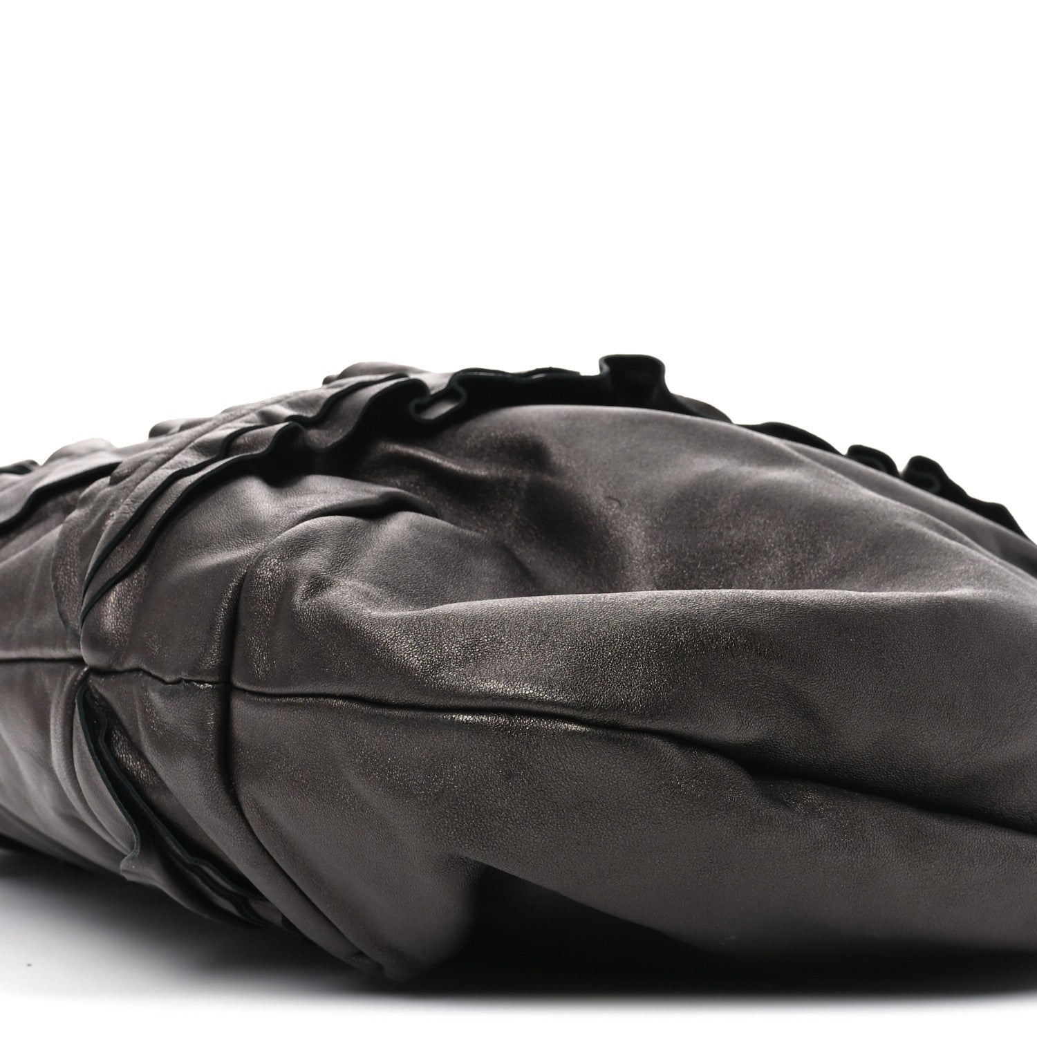 Prada Metallic Nappa Ruffle Hobo Grafite Mordore 9 of 9