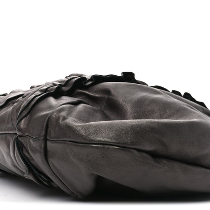 Prada Metallic Nappa Ruffle Hobo Grafite Mordore 9 of 9