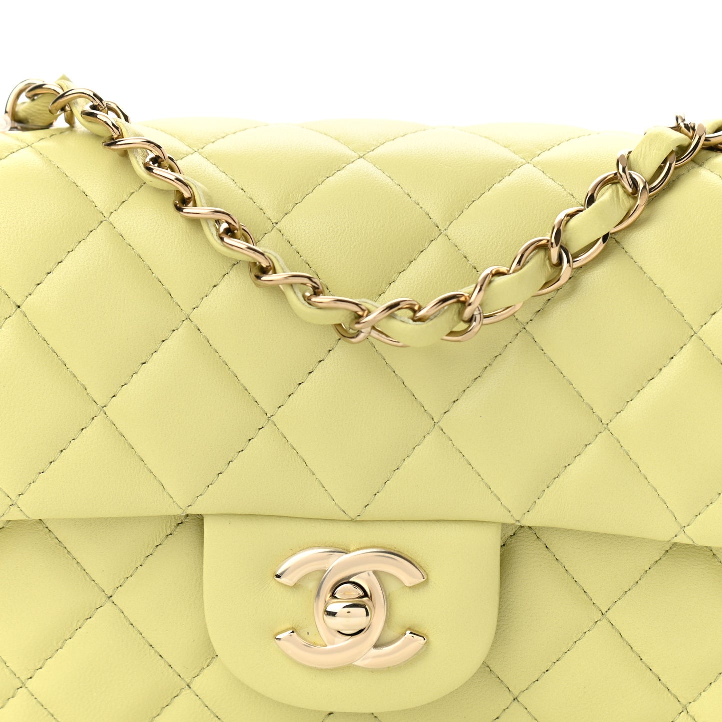 Lambskin Quilted Mini Rectangular Flap Light Green