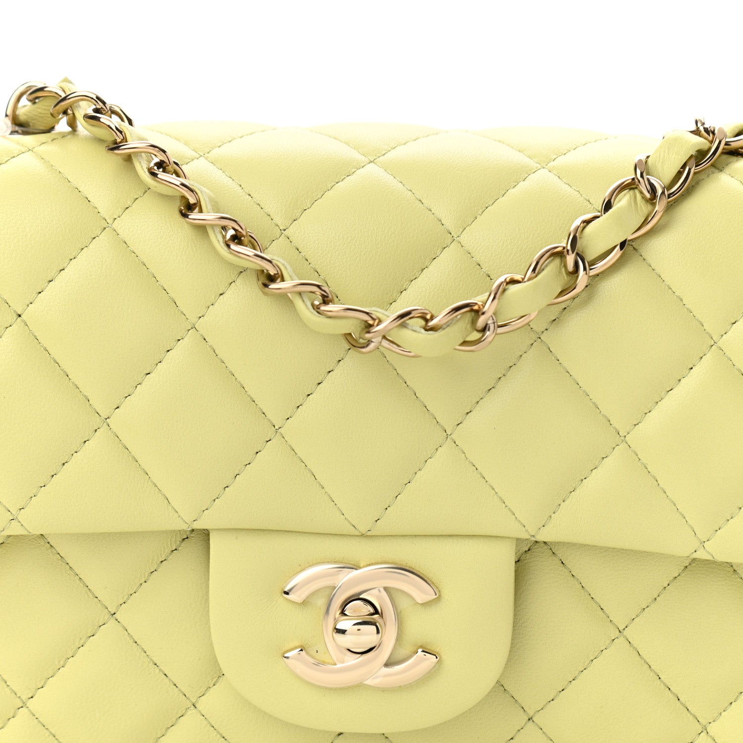 Chanel Lambskin Quilted Mini Rectangular Flap Light Green 7 of 10