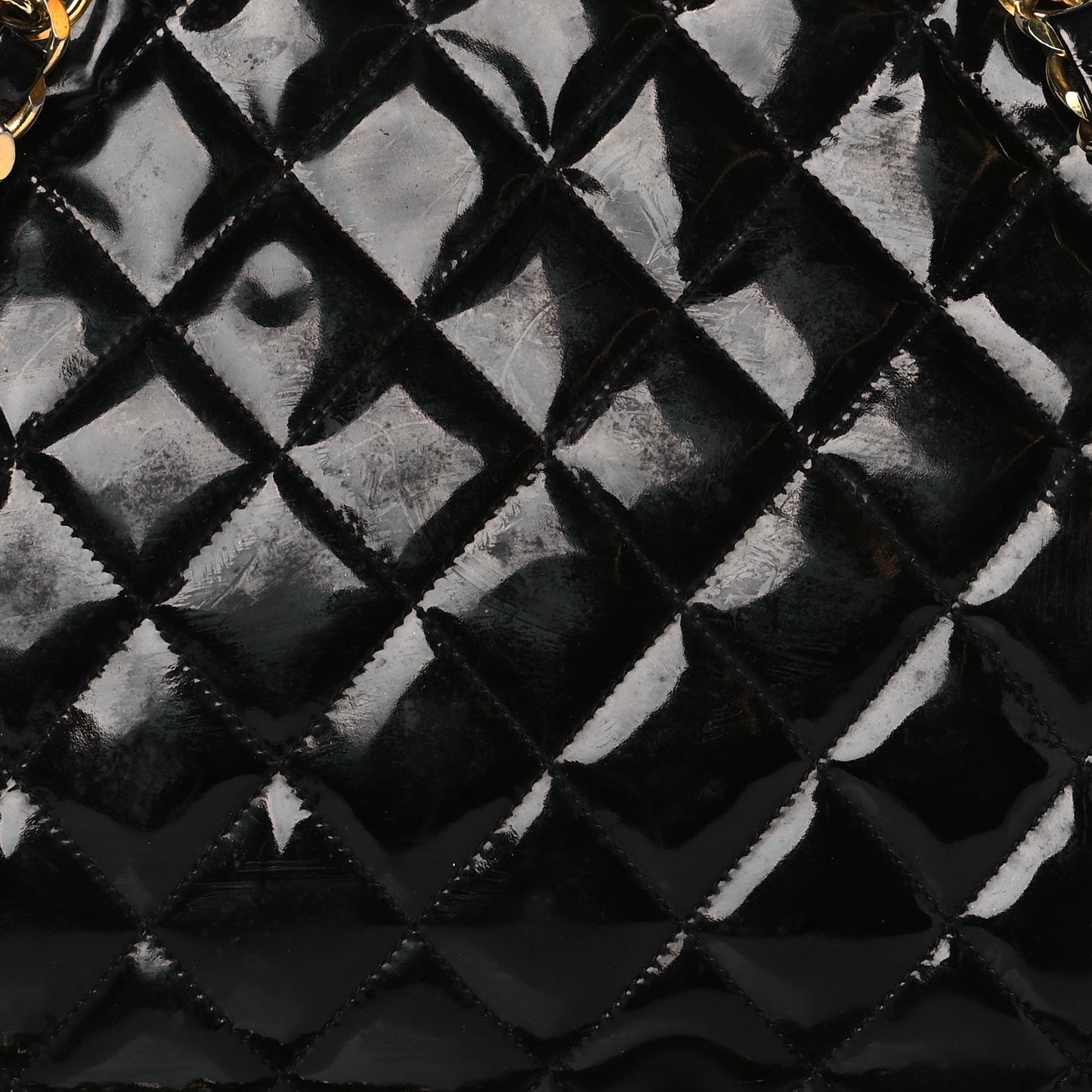 Patent Quilted Tote Black
