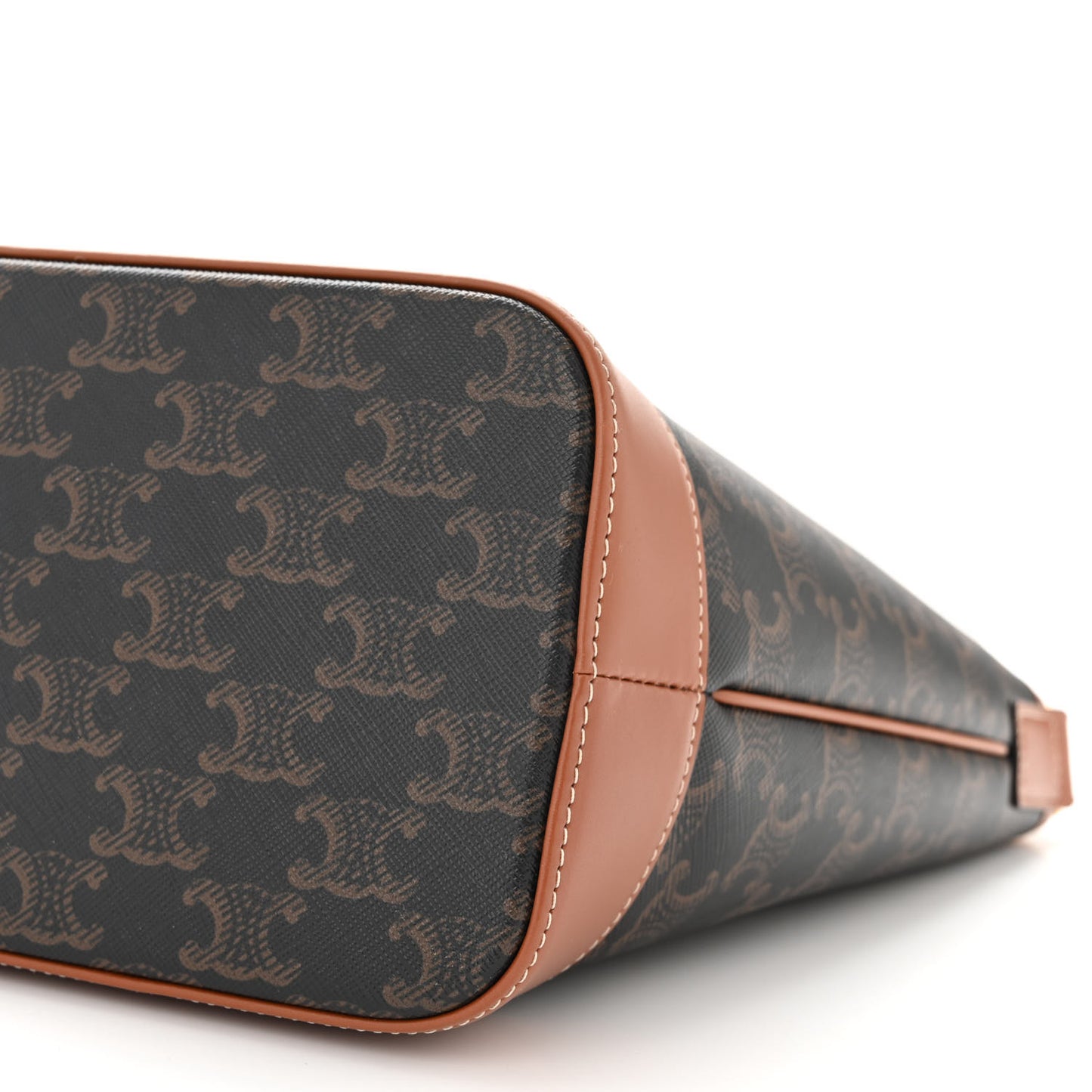 Triomphe Canvas Calfskin Small Bucket Bag Tan
