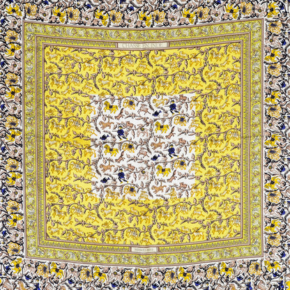 Hermes Silk Chasse En Inde Scarf 90 Jaune Caban Blanc 1 of 5