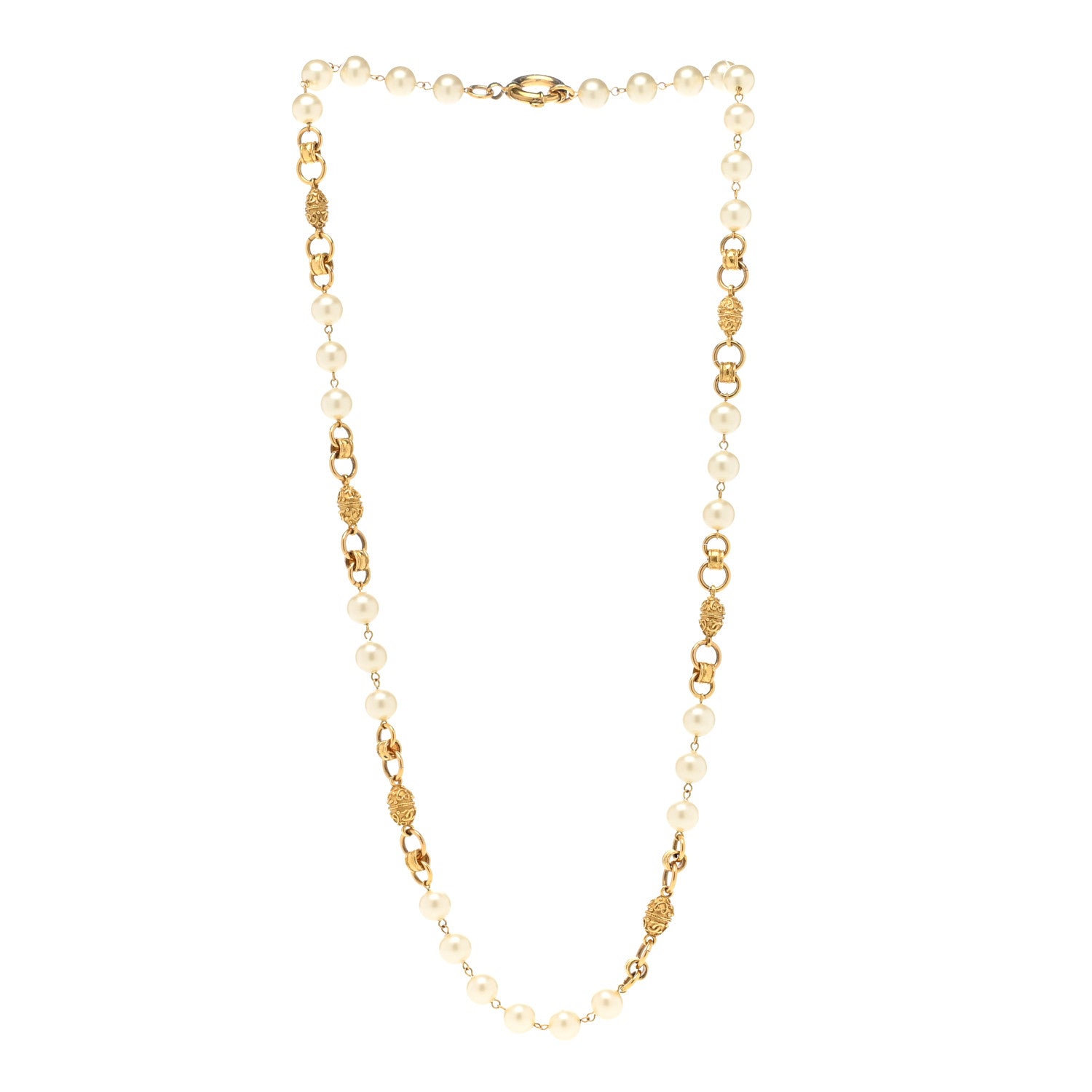 Chanel Pearl CC Long Necklace Gold 3 of 7