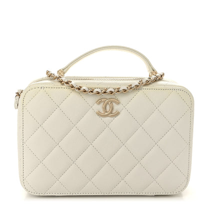 Chanel Caviar Quilted Top Handle Vanity Case White 1 of 12