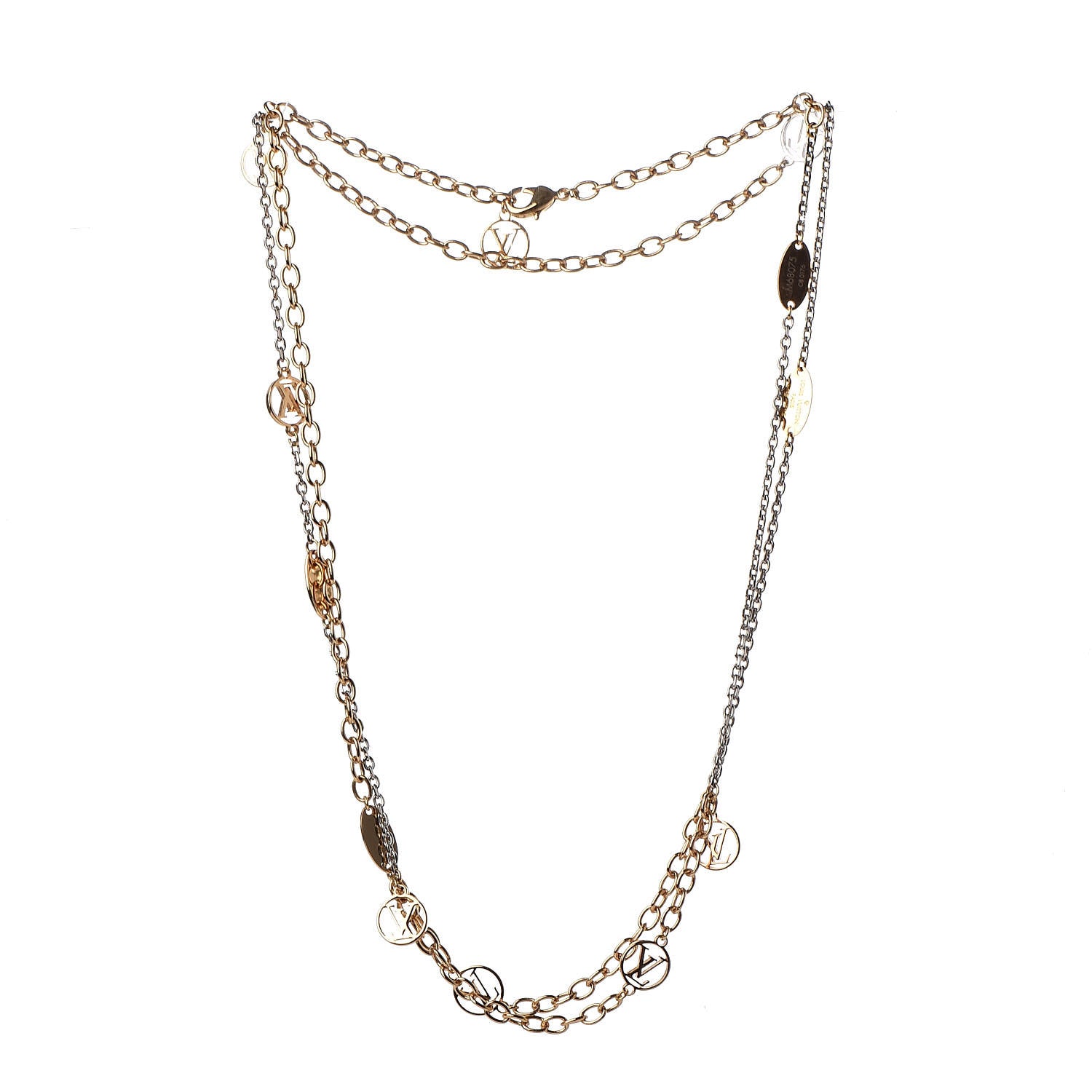 Louis Vuitton Logomania Sautoir Necklace Silver Gold 3 of 6