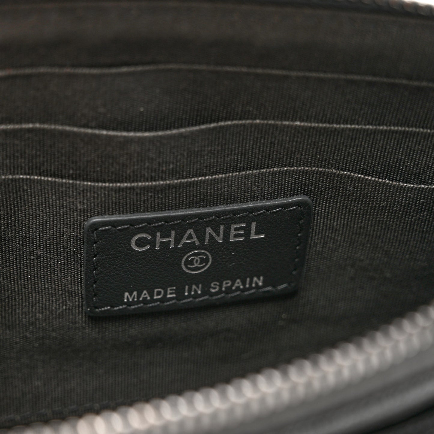 Caviar Quilted Classic Zip Boy Pouch Dark Grey