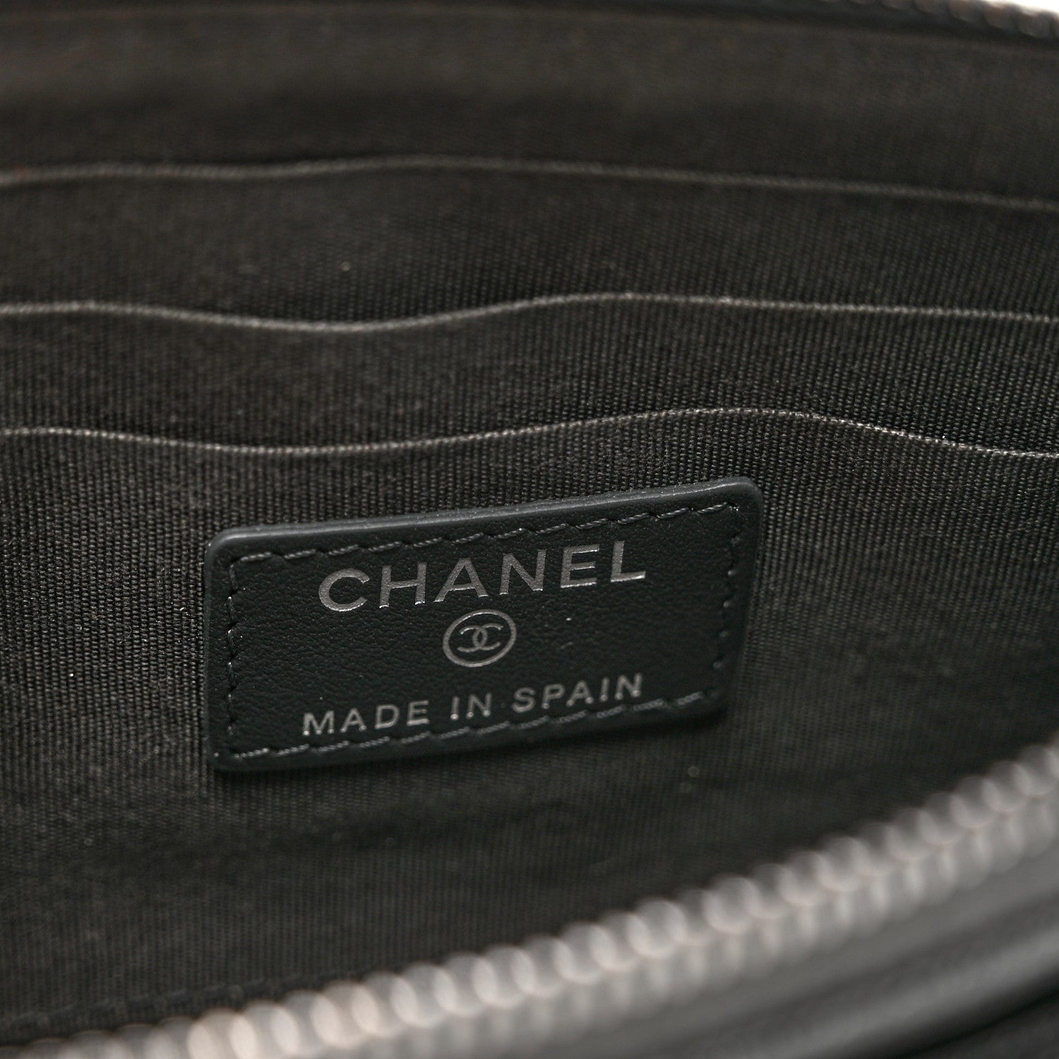 Chanel Caviar Quilted Classic Zip Boy Pouch Dark Grey 5 of 7