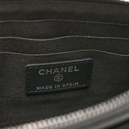 Chanel Caviar Quilted Classic Zip Boy Pouch Dark Grey 5 of 7