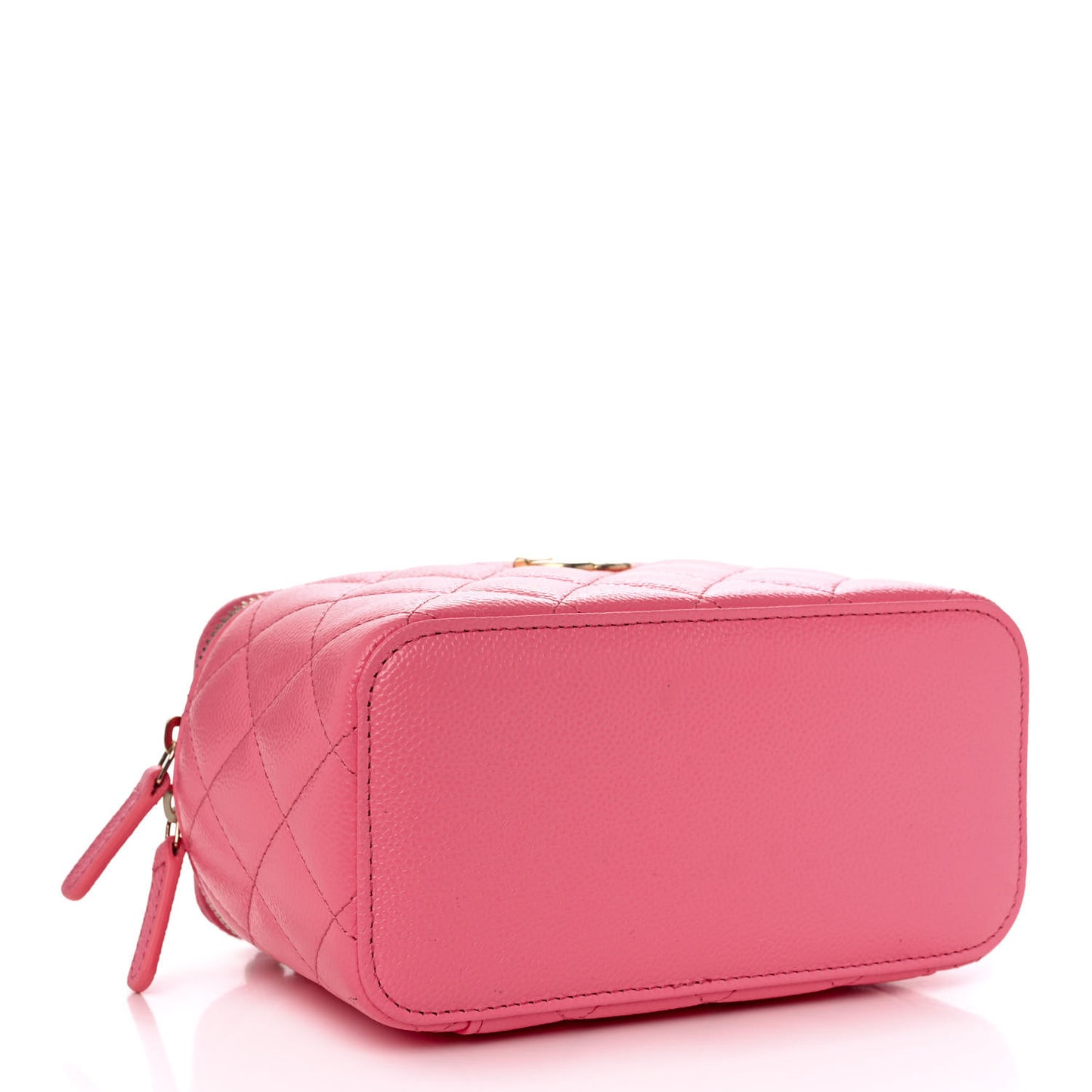 Shiny Caviar Quilted Pick Me Up Vanity Case Pink