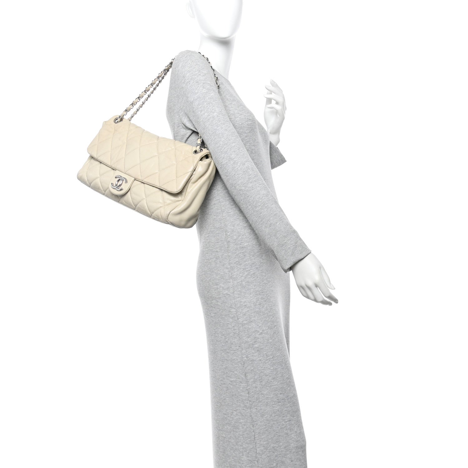 Chanel Glazed Caviar Medium Nature Flap Bag White 3 of 19