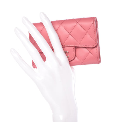 Chanel Lambskin Quilted Flap Card Holder Pink 2 of 12