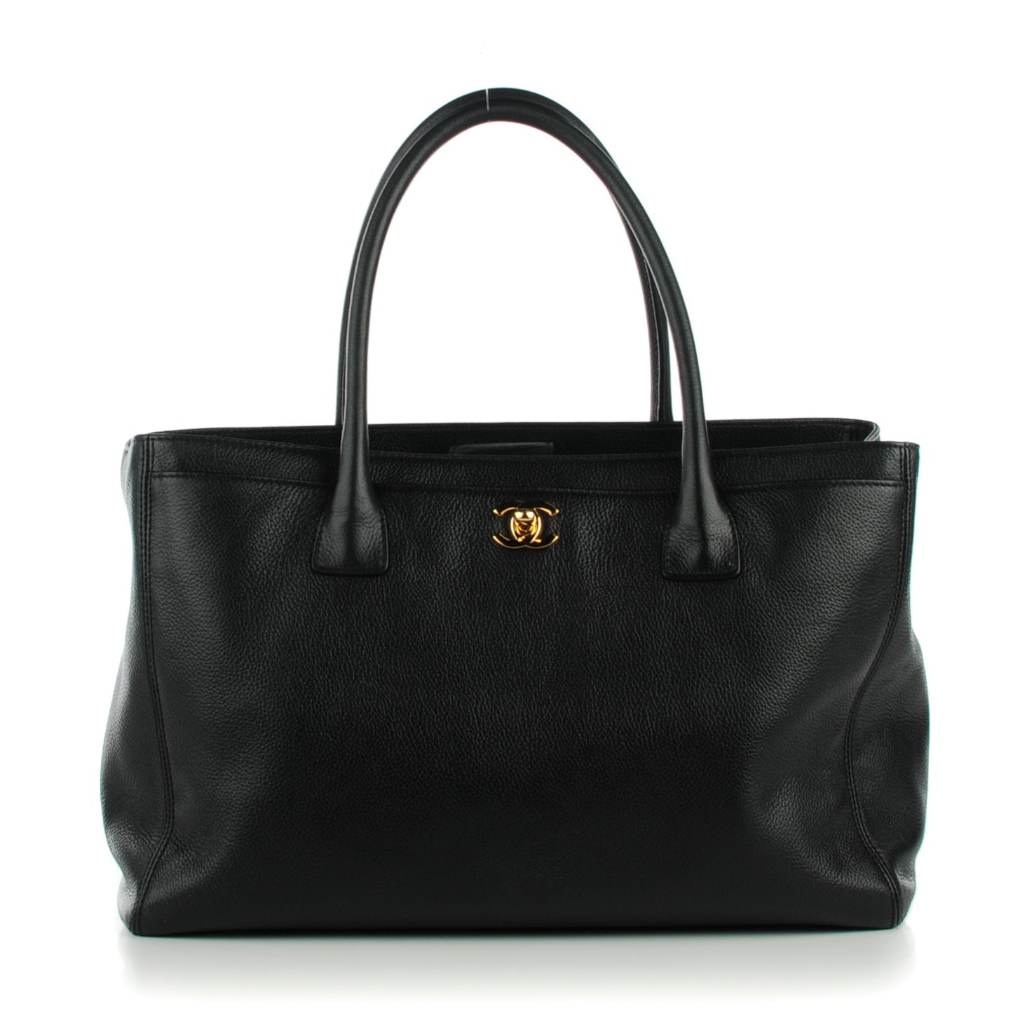 Calfskin Cerf Executive Shopper Tote Black